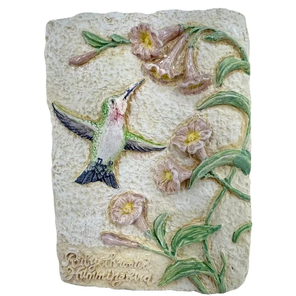 Avon Decorative Hummingbird‎ Wall Plaques Set of 3 Vintage 5x7 Floral Relief